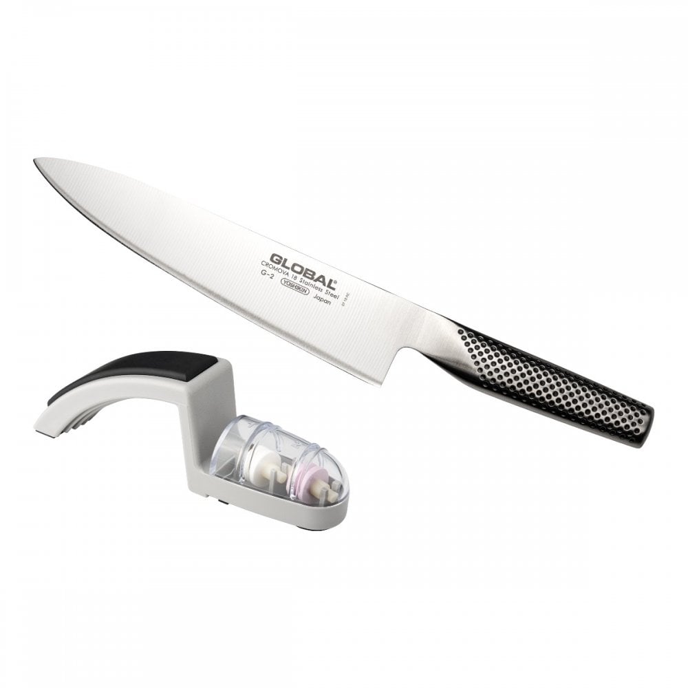 Global Chef's Knife with MinoSharp Sharpener - Knife Set Main image