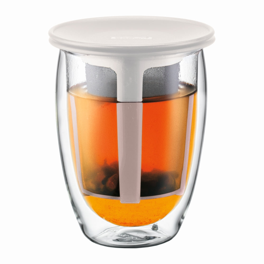 Tea for 1 Glass+Tea Strainer 350ml White Main image