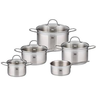 ELO 9-Piece Stainless Steel Cookware Pots with Glass Lids Set