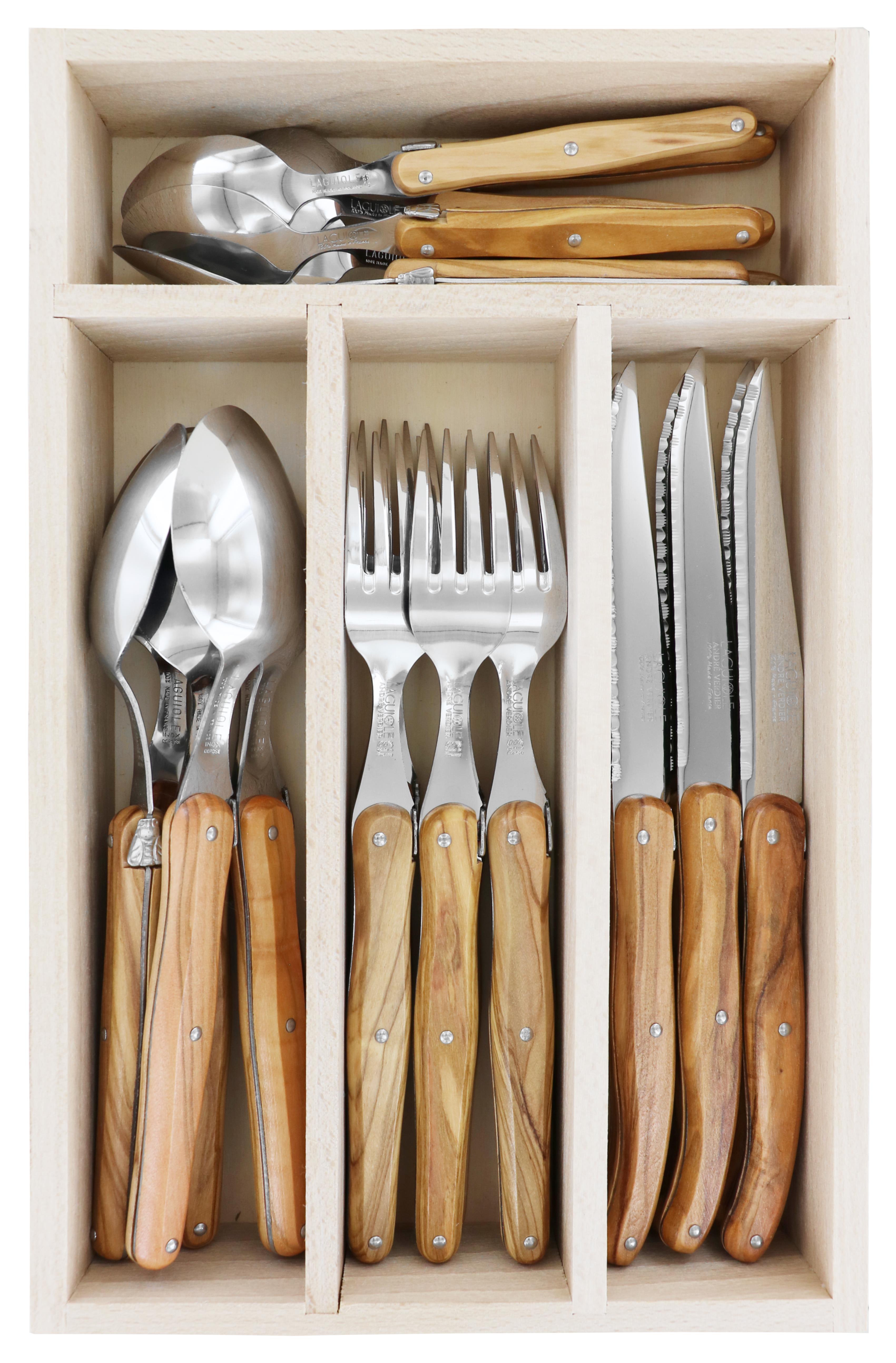Andre Verdier Cutlery Set 24pc - Olive Wood