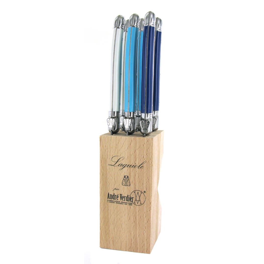 Andre Verdier Steak Knife Set 6pc with Wooden Stand - Beach