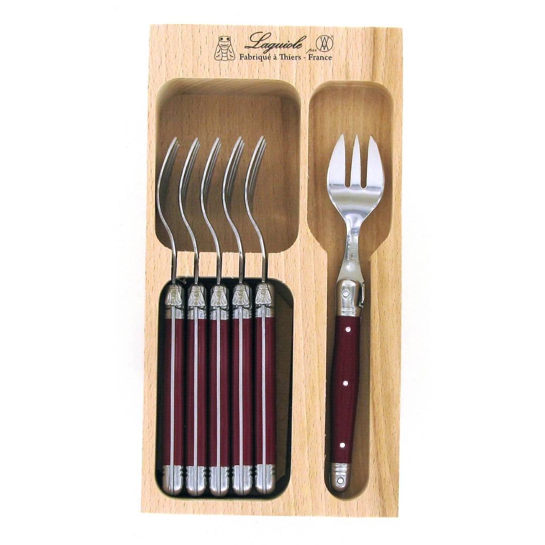 Andre Verdier Cake Fork Set 6pc - Cherry Red