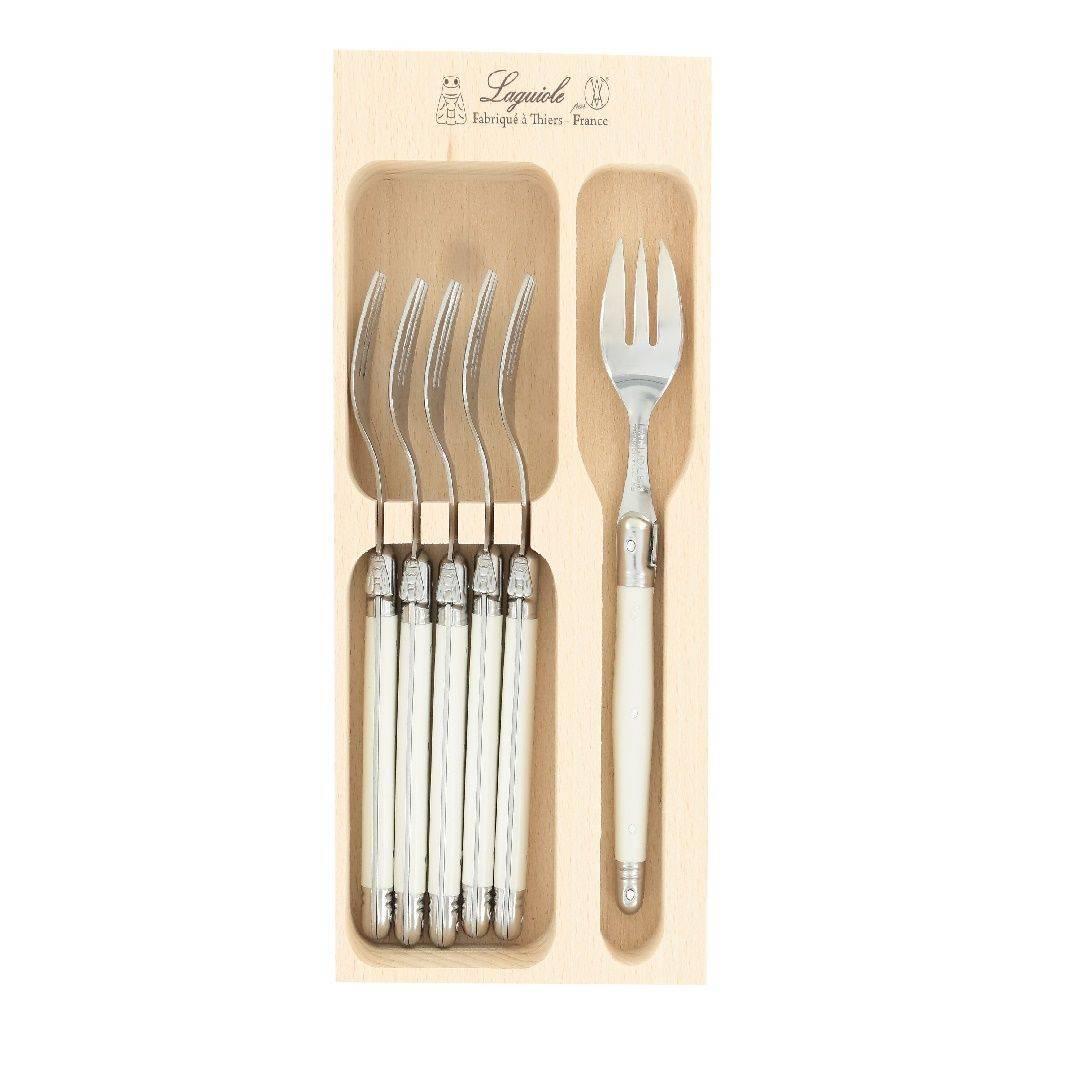 Andre Verdier Cake Fork Set 6pc - Chalk White
