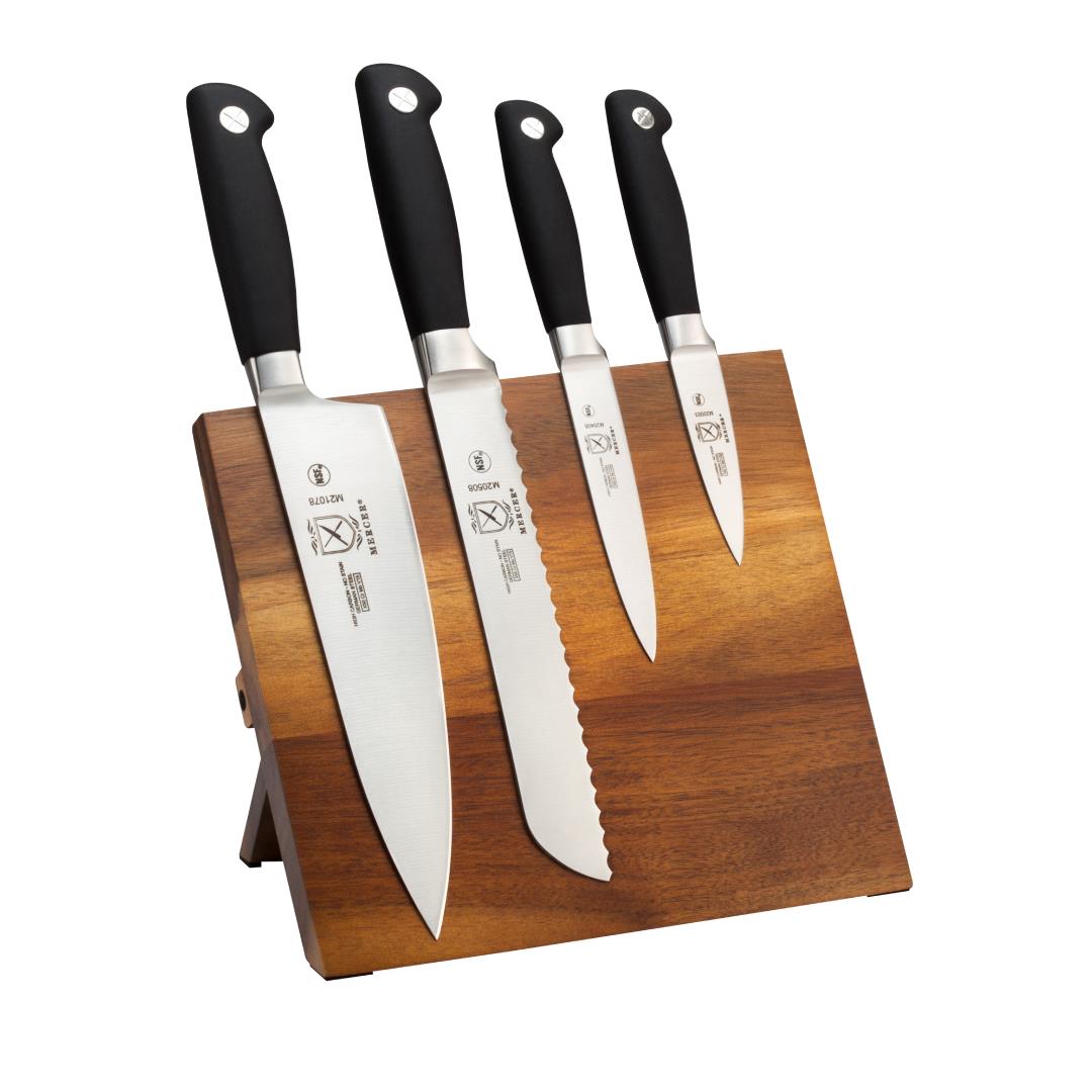 Mercer Culinary Genesis Acacia 5 Piece Magnetic Board and Knife Set# Main image