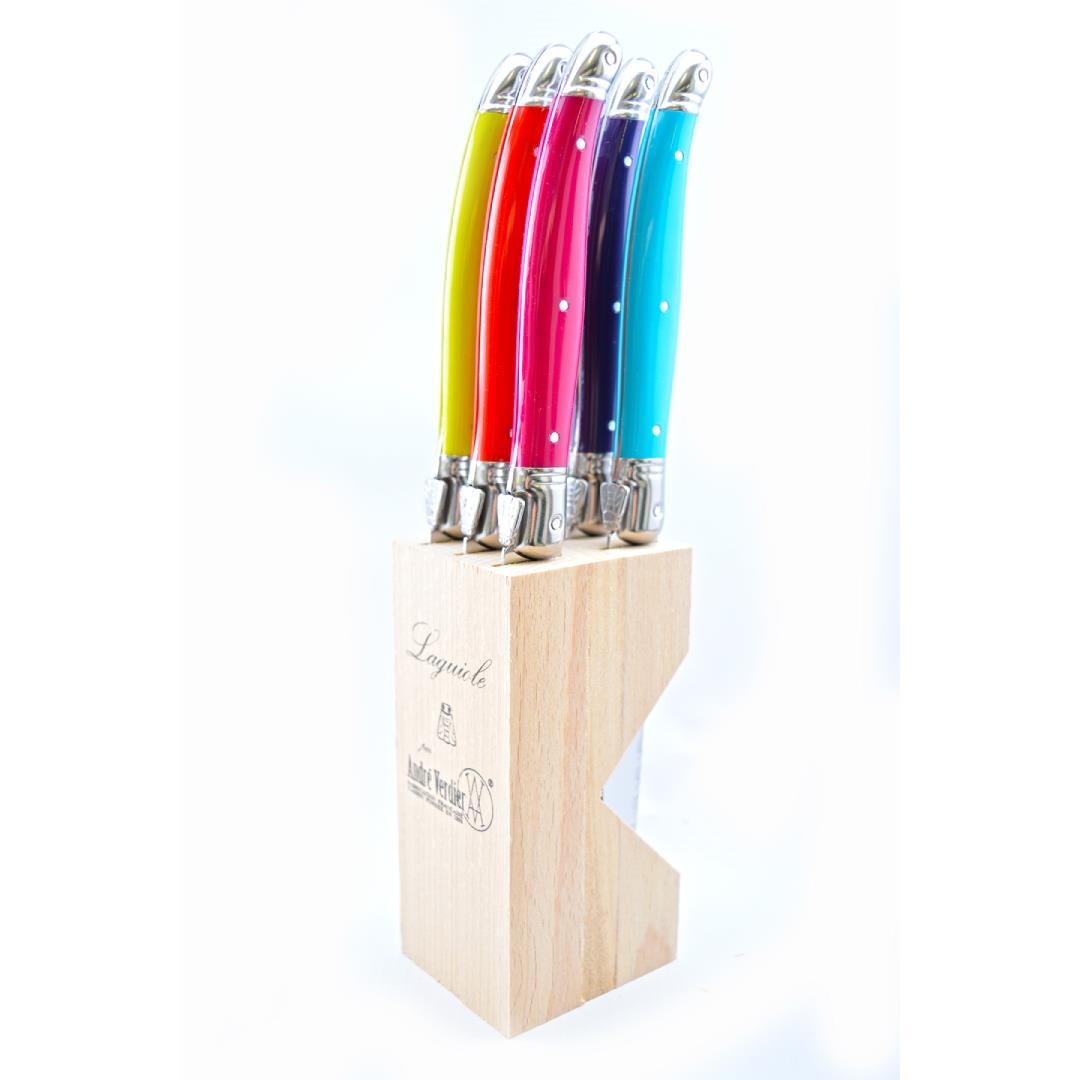 Andre Verdier Steak Knife Set 6pc with Wooden Stand - Fan#