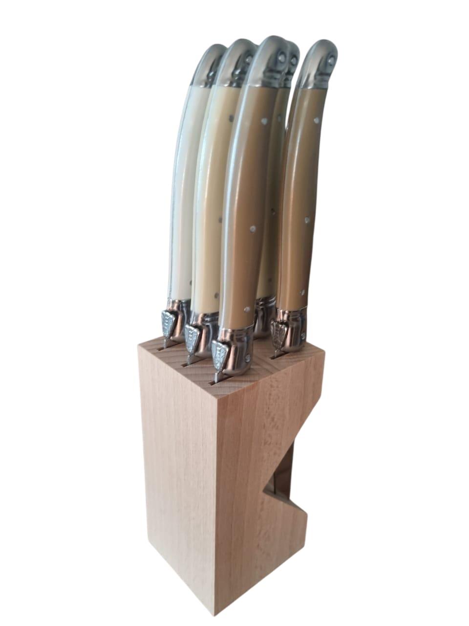 Andre Verdier Steak Knife Set 6pc with Wooden Stand - Desert