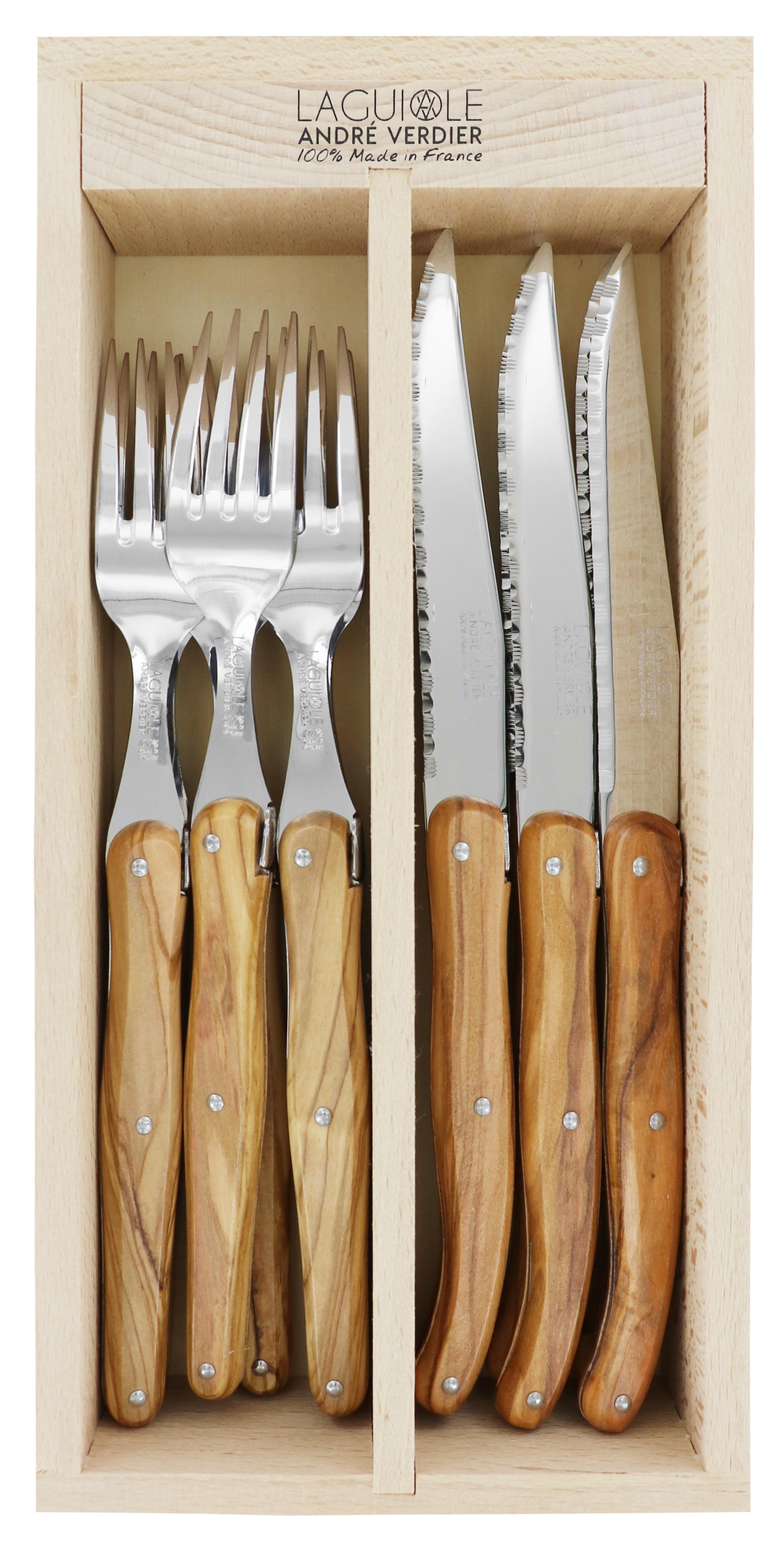 Andre Verdier Cutlery Set 12pc - Olive Wood#