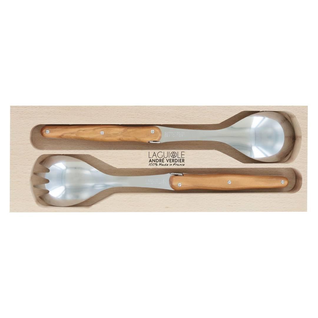 Andre Verdier Salad Server Set 2pc - Olive Wood