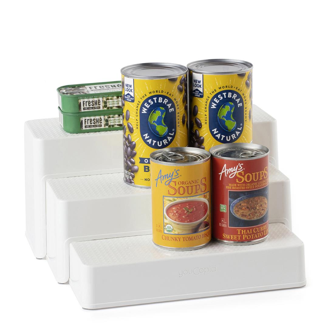 YouCopia ShelfSteps 3-Shelf Pantry Can Organizer - White#