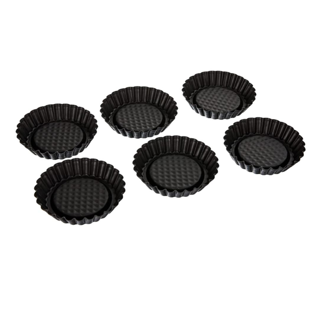 Zenker Black Metallic Set of 6 Tartlet tins 10cm