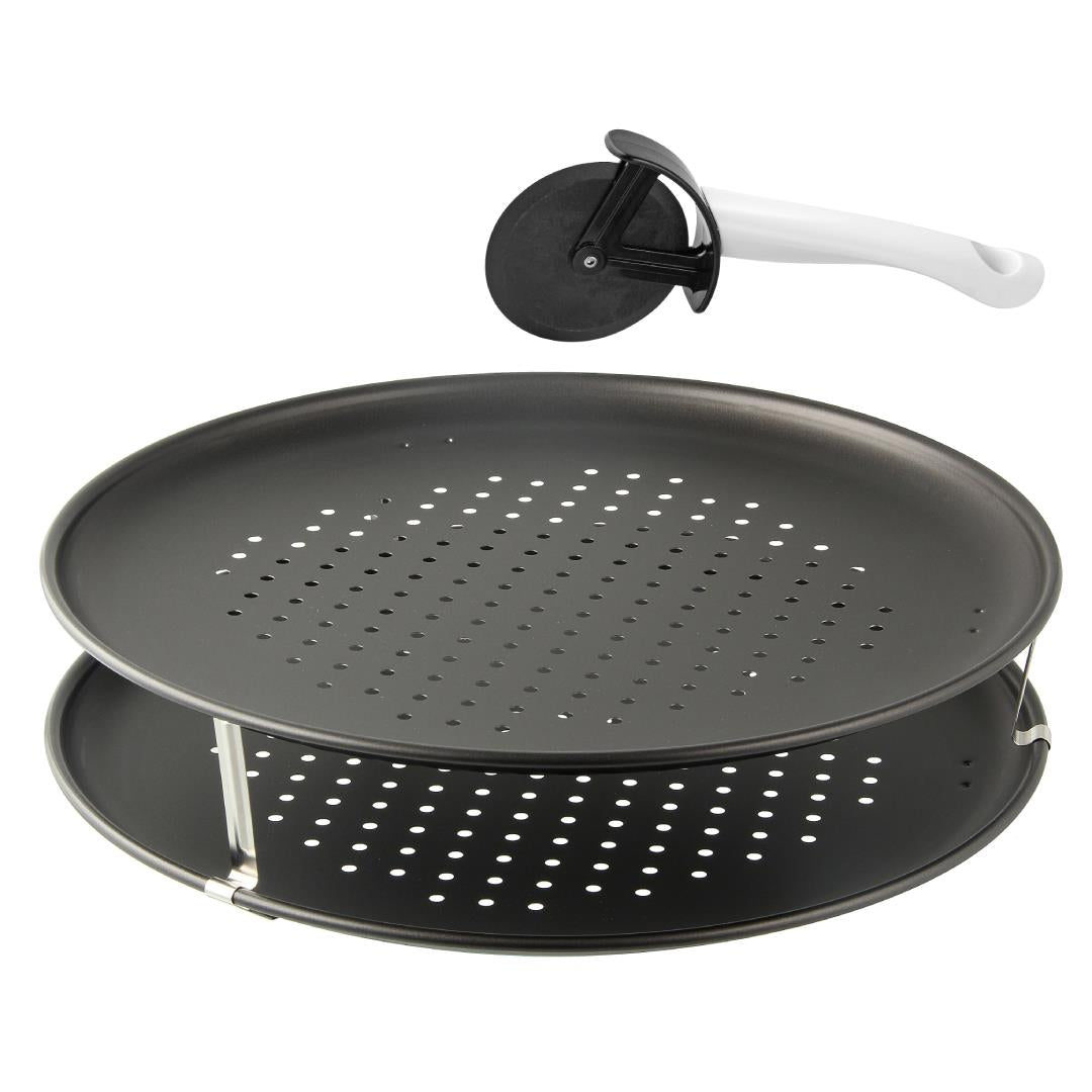 Zenker Stackable Perforated Pizza Pans with cutter 32cm Main image