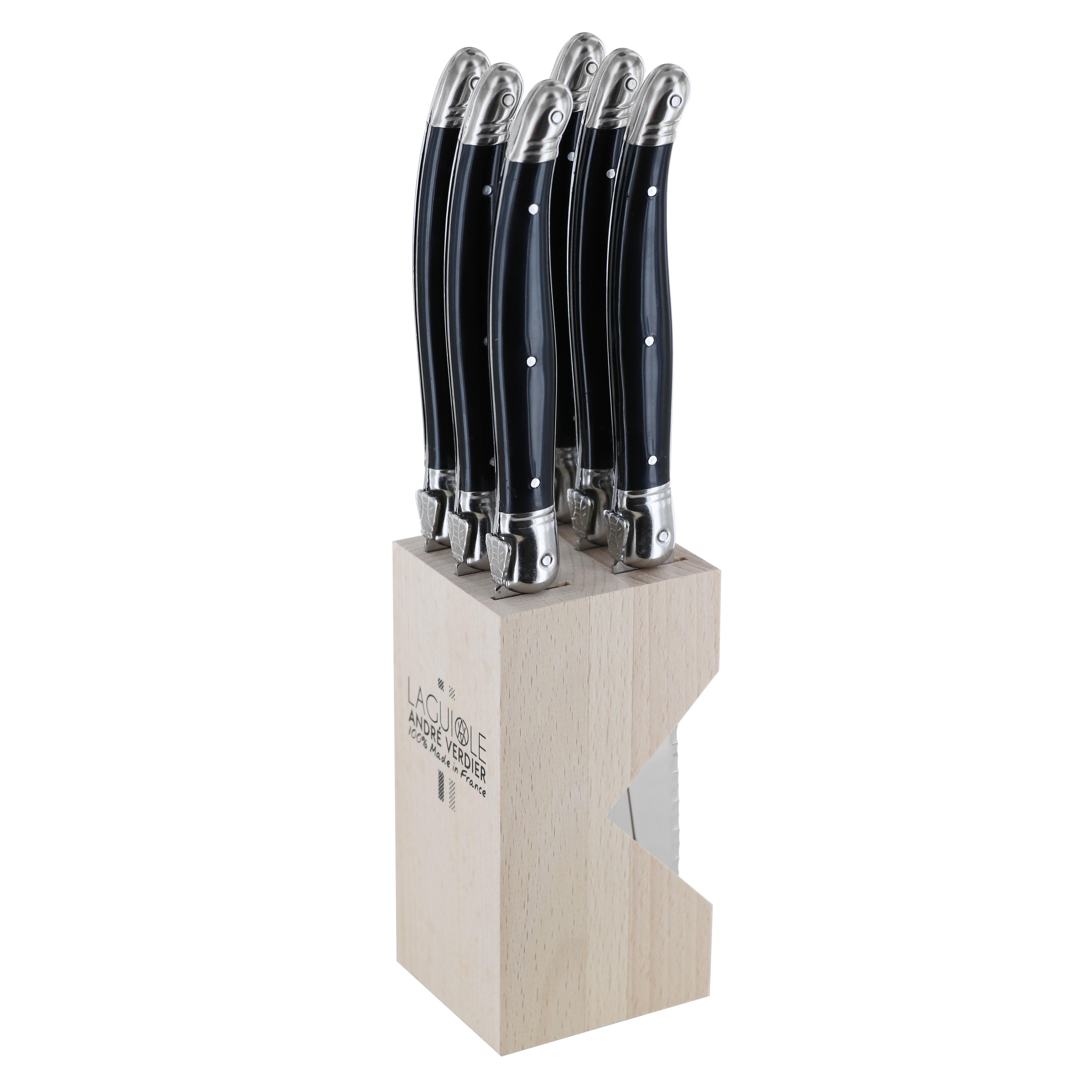 Andre Verdier Steak Knife Set 6pc with Wooden Stand - Black Main image