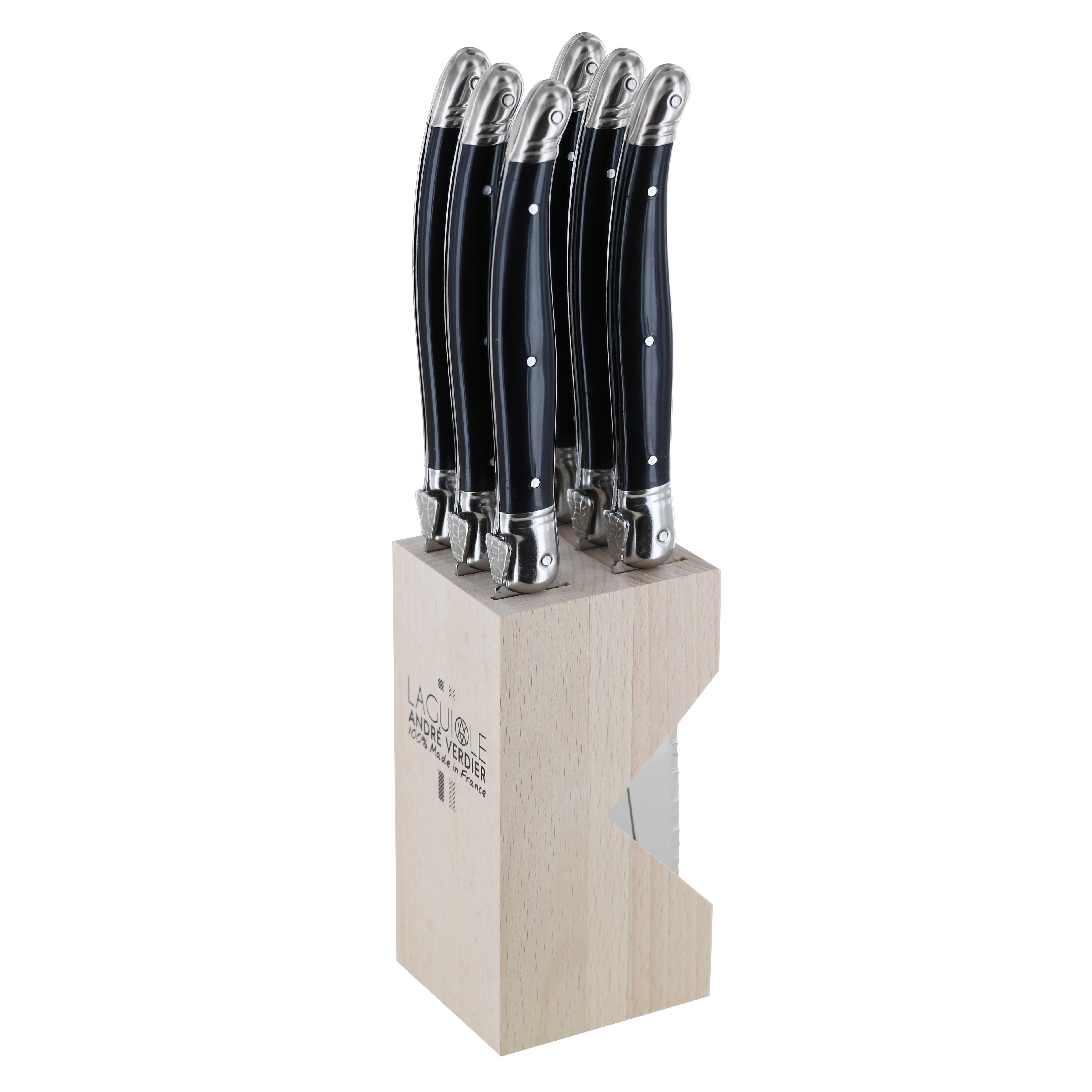 Andre Verdier Steak Knife Set 6pc with Wooden Stand - Black